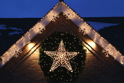 Lighted star Christmas wreath