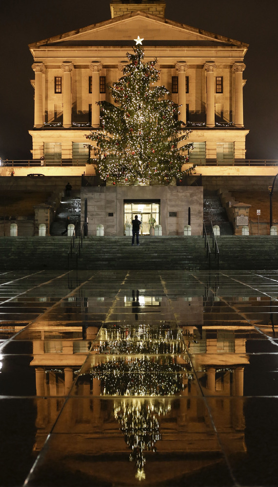 Christmas tree at the capital Nashville TN by Outdoor Lighting Perspectives of Nashville